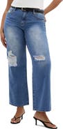 City Chic Harriet Ripped High Waist Wide Leg Jeans