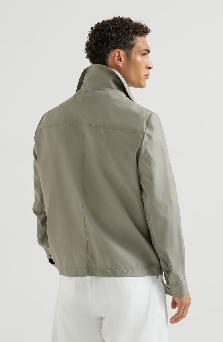 Brunello Cucinelli Silk outerwear jacket, Alternate, color, Khaki