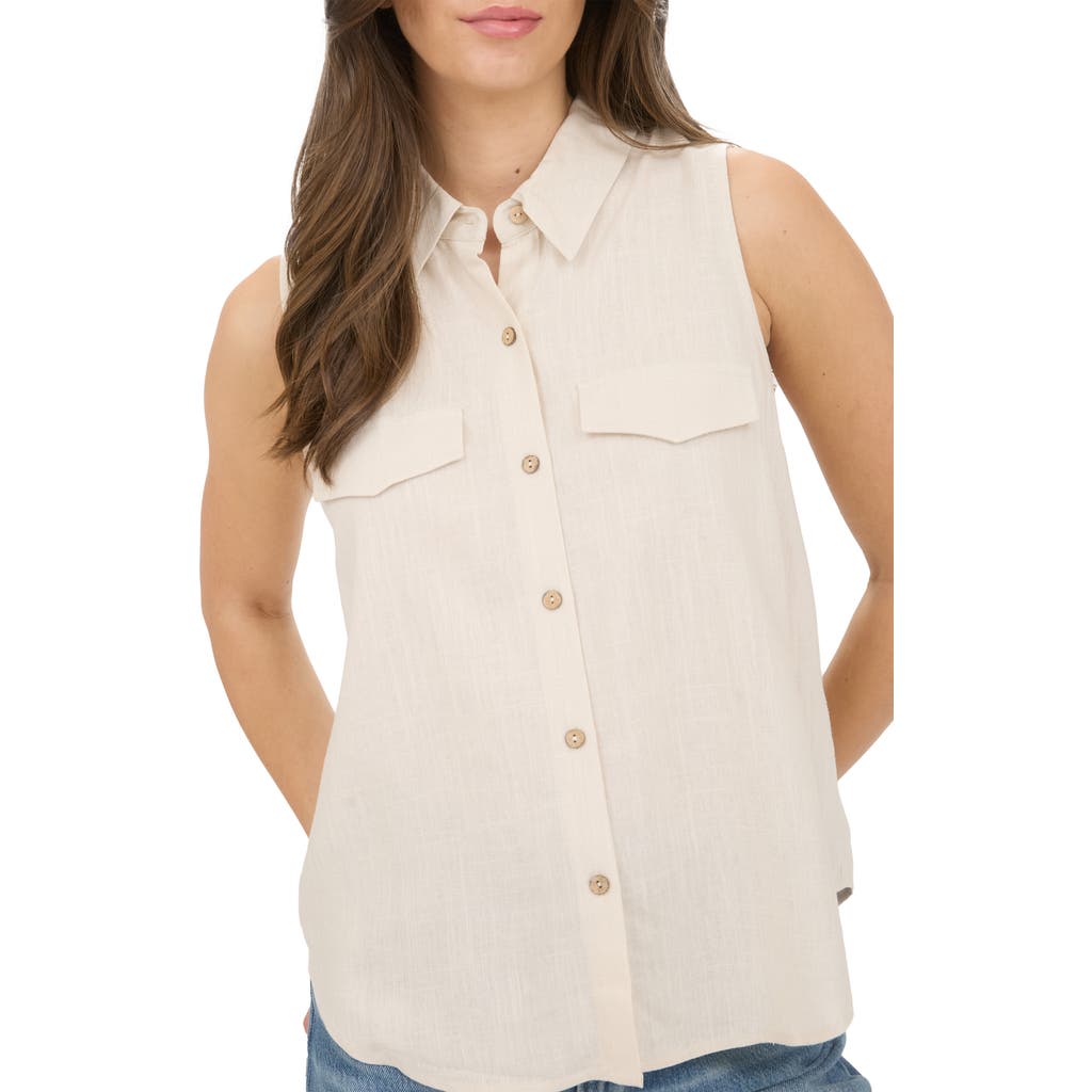 BLU PEPPER BLU PEPPER SLEEVELESS BUTTON-UP SHIRT