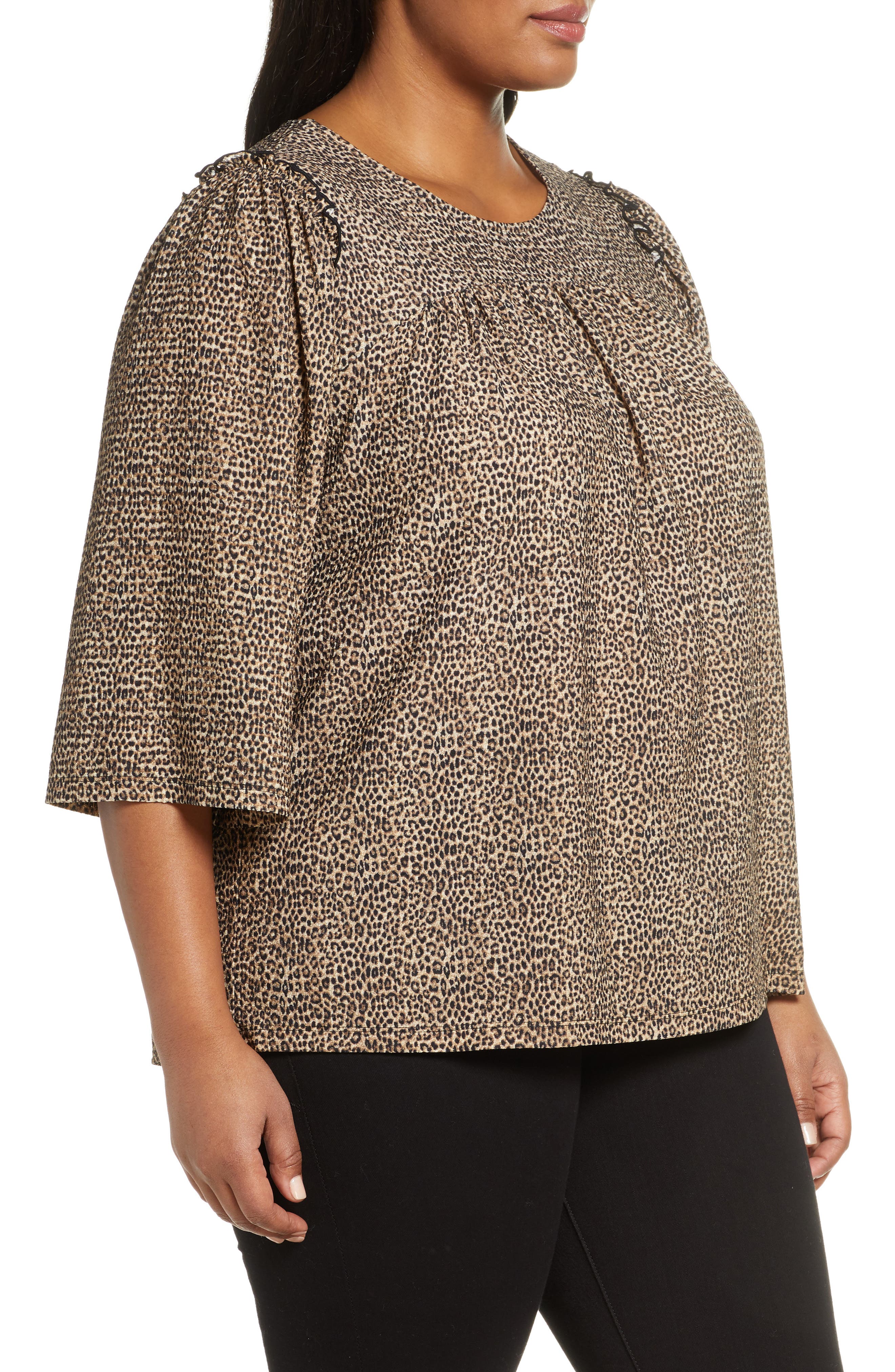 MICHAEL Michael Kors Cheetah Print Ruffle Detail Blouse (Women) | Nordstrom