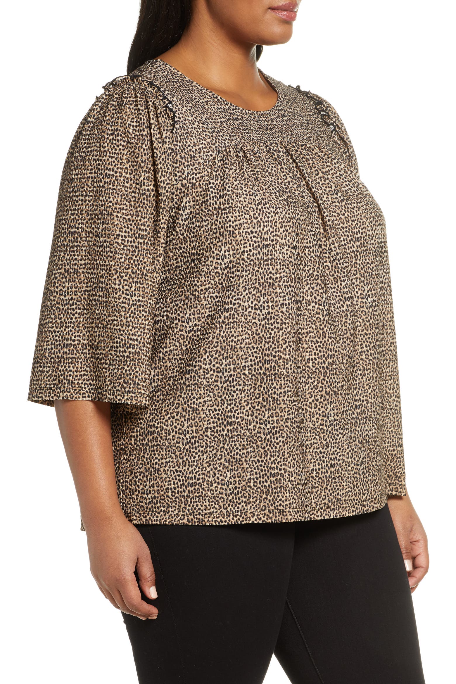 Michael Ruffles MICHAEL Michael Kors Cheetah Print Ruffle Detail Blouse (Women) | Nordstrom