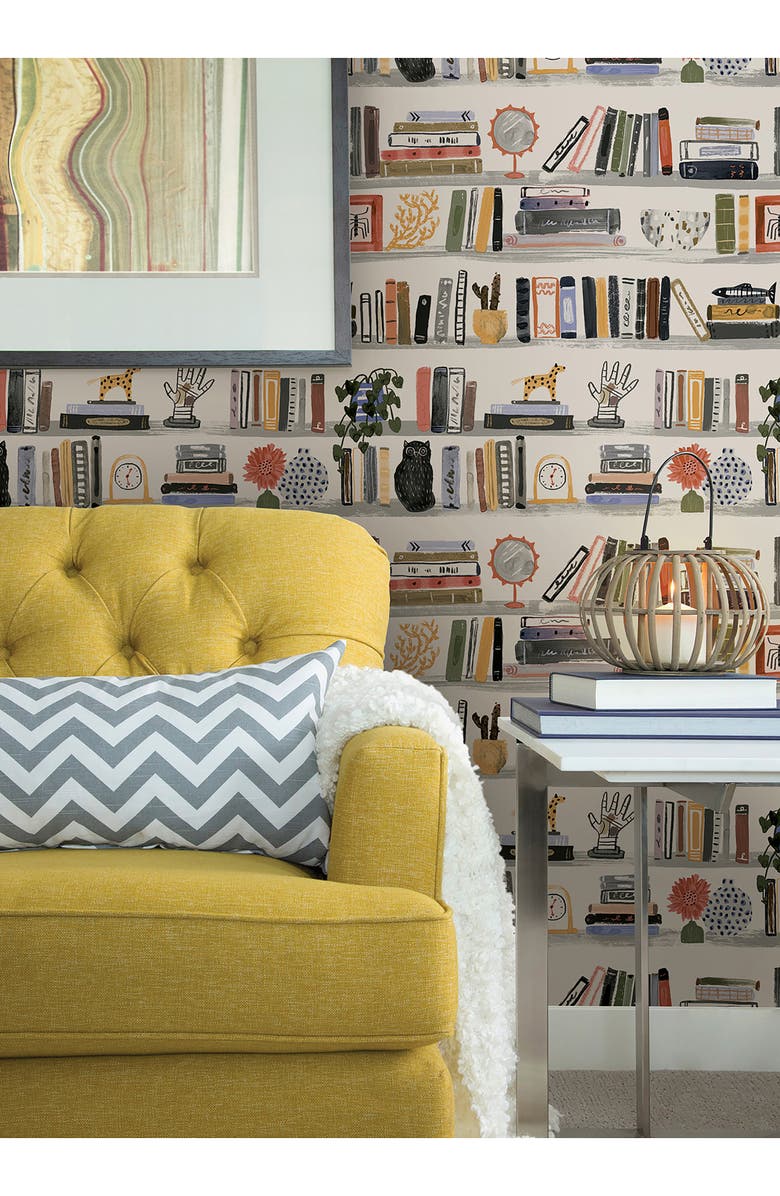 Wallpops Painterly Shelf Stories Peel & Stick Wallpaper, Alternate, color, Yellow