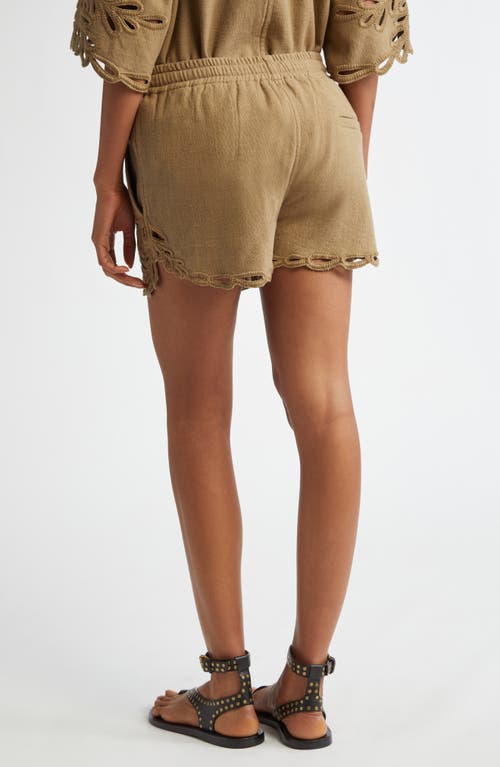 Isabel Marant Étoile Safa Embroidered Cotton Drawstring Shorts In Brown