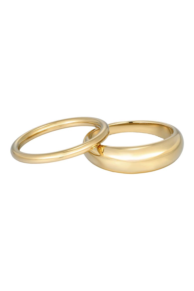 Set of 3 Stackable Band Rings, Alternate, color, GOLD