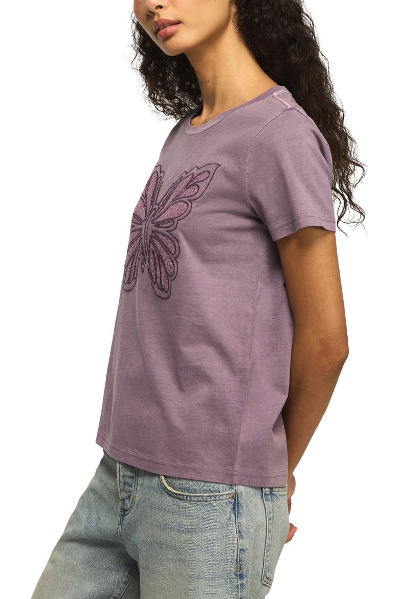 Lace Embroidered Butterfly Cotton T-Shirt, Alternate, color, RHAPSODY
