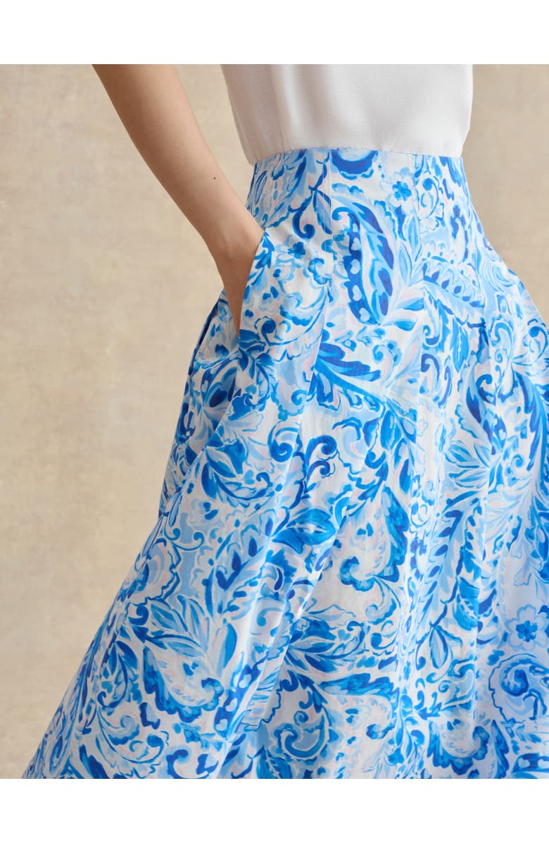 HOBBS LONDON Antonella Paisley Print Midi Skirt, Alternate, color, Bluemulti