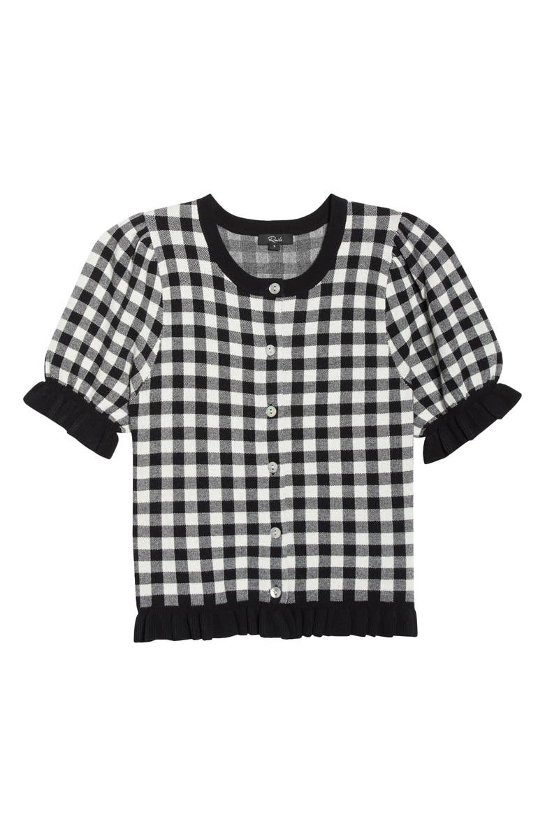 Rails Lora Short Sleeve Cardigan, Main, color, Black White Gingham