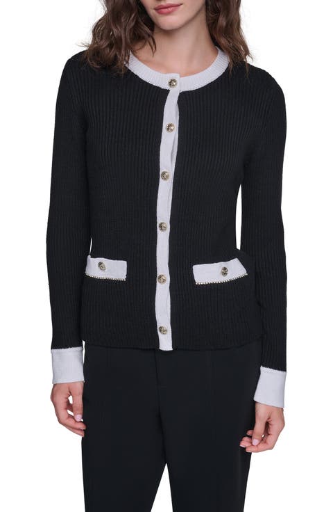 Contrast Trim Ribbed Cardigan