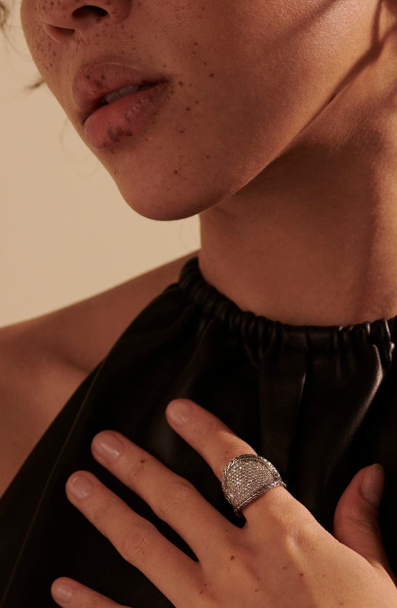 John Hardy Classic Chain Pavé Diamond Saddle Ring, Alternate, color, 