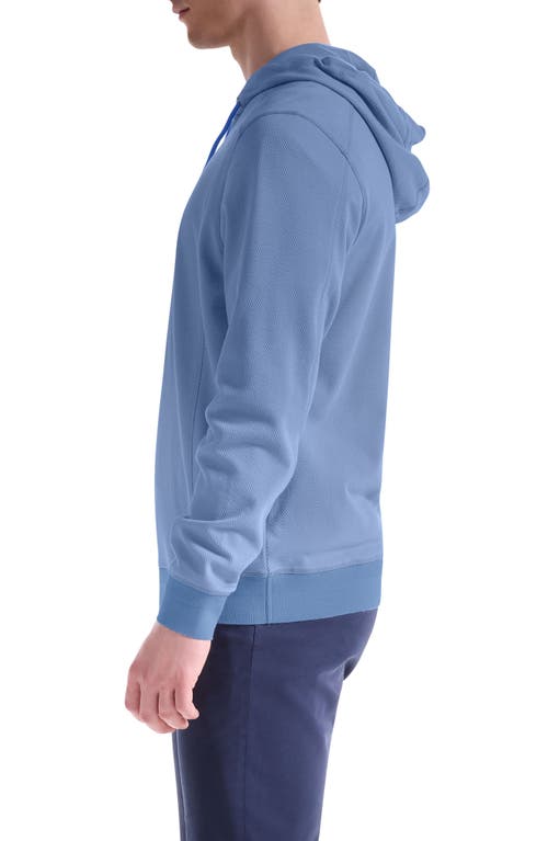 Bugatchi Textured Piqué Hoodie In Blue
