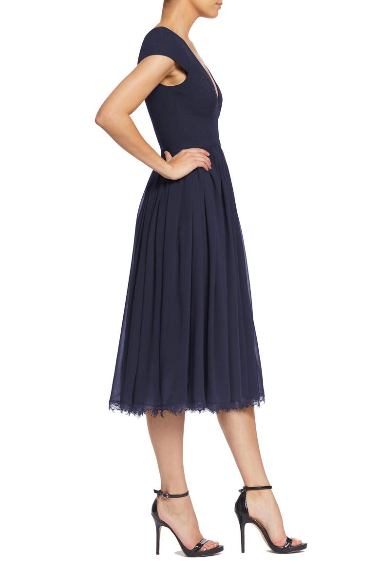 Corey Chiffon Fit & Flare Cocktail Dress, Alternate, color, MIDNIGHT BLUE