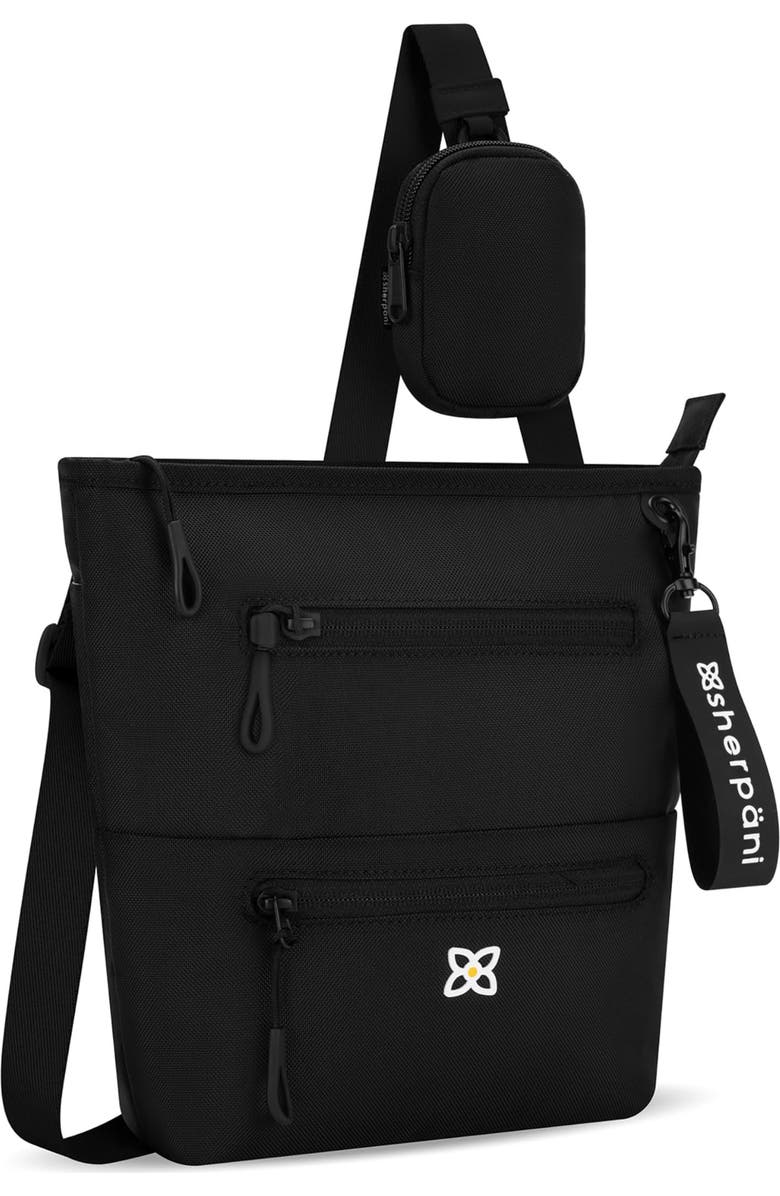 Sherpani Sadie Nylon Crossbody Bag RFID Protection and Removable Coin Purse, Alternate, color, Raven