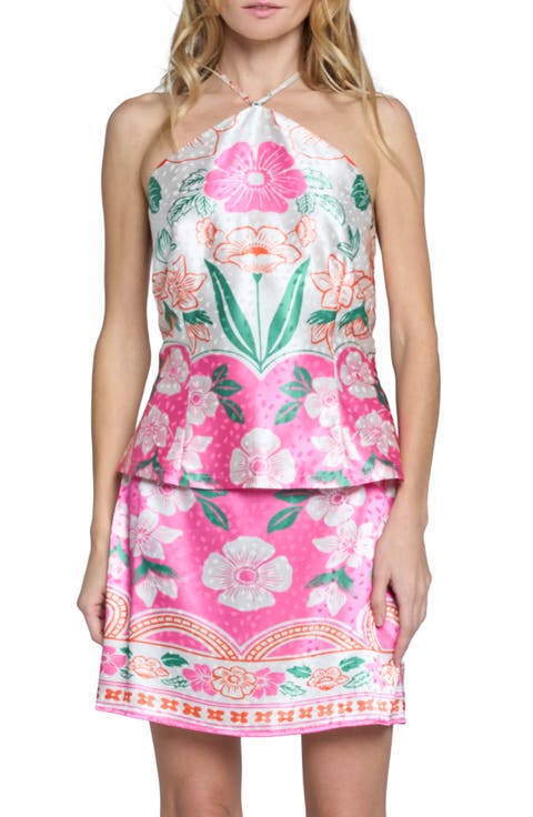 Maika Floral Dot Satin Halter Top