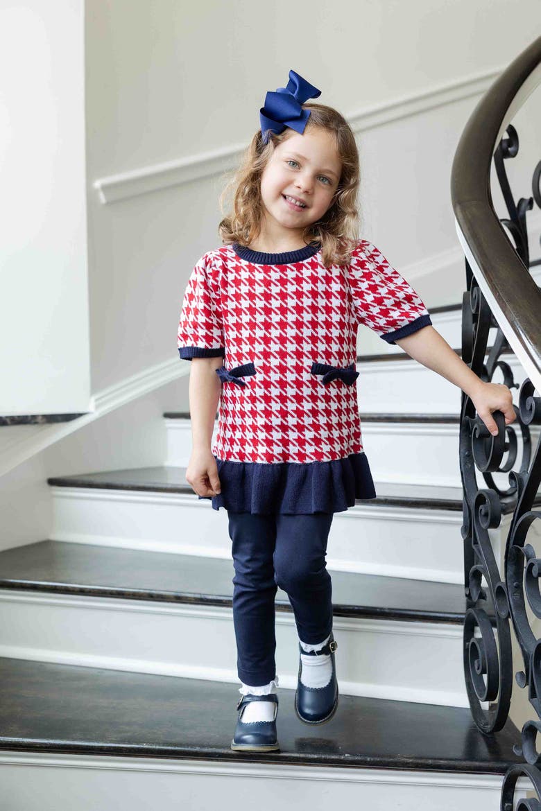 Sweater Tunic Set With Bows, Alternate, color, Red, White, Navy
