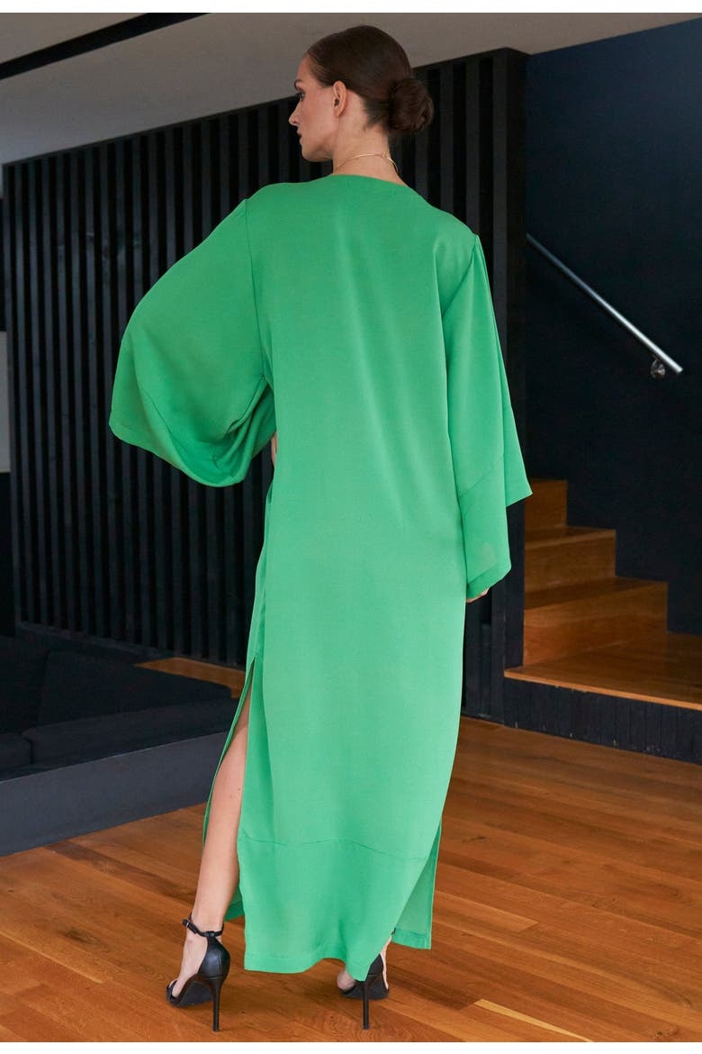 Wide Sleeve Silk Tunic Dress, Alternate, color, Green