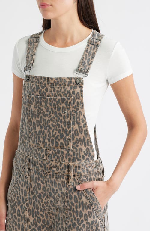 Hidden Jeans Cheetah Print Baggy Overalls In Brown