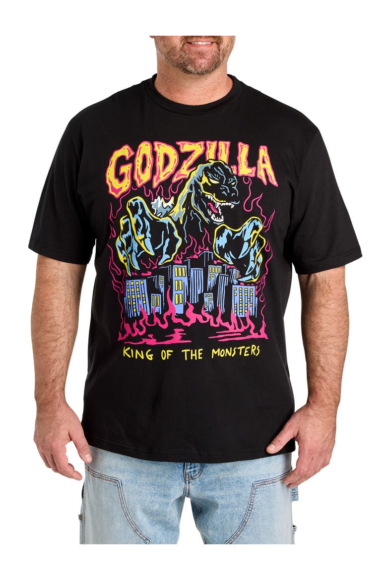 Big & Tall Godzilla King Of Monsters Graphic Tee V2, Main, color, BLACK