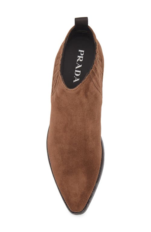 Prada Elastic-gusset Pointed-toe Boots In Brown