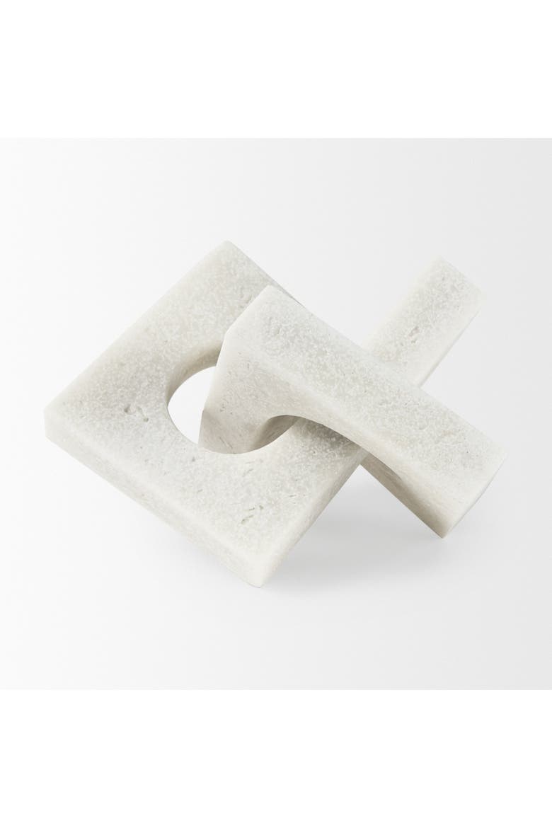 Linx Granite Resin Sculpture Decorative Object, Alternate, color, White