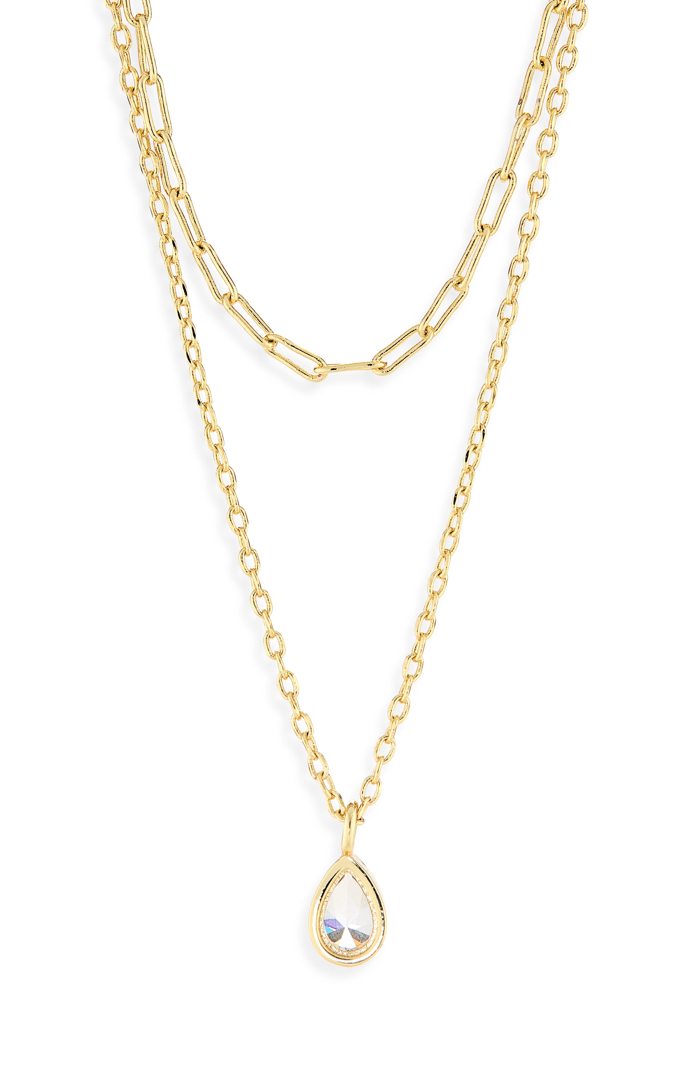 ARGENTO VIVO Layered Chain Mini Teardrop Necklace