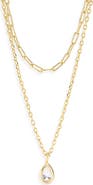 ARGENTO VIVO Layered Chain Mini Teardrop Necklace