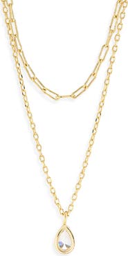ARGENTO VIVO Layered Chain Mini Teardrop Necklace