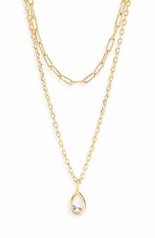 ARGENTO VIVO Layered Chain Mini Teardrop Necklace