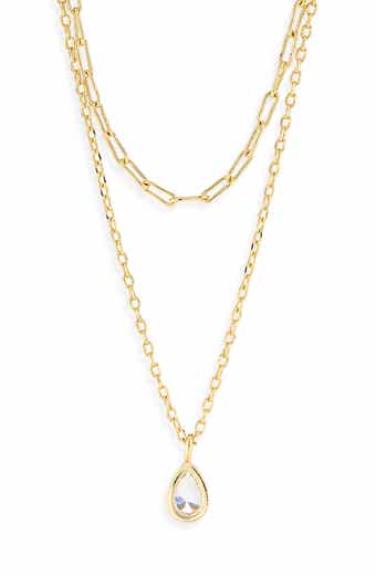 Layered Chain Mini Teardrop Necklace