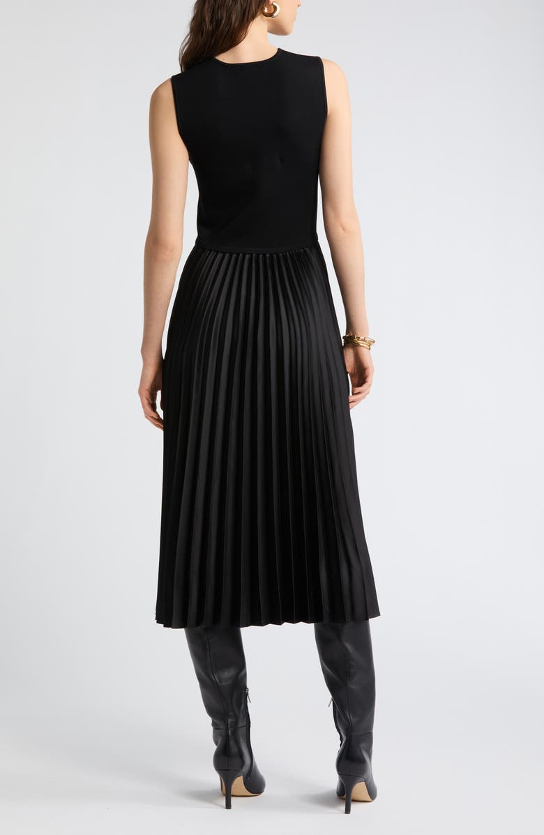 Nordstrom Pleated Mixed Media Midi Dress, Alternate, color, 