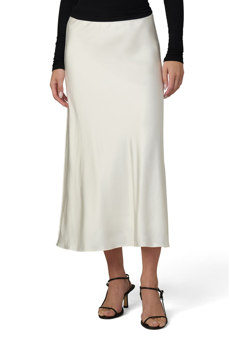 The Ines Satin Midi Skirt, Main, color, ECRU