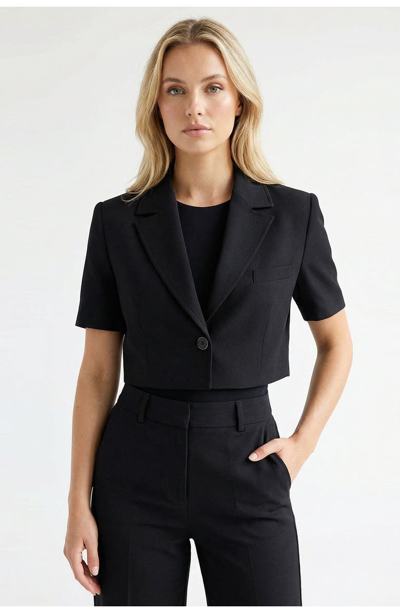 Exquise Dallas Cropped Blazer, Main, color, Black