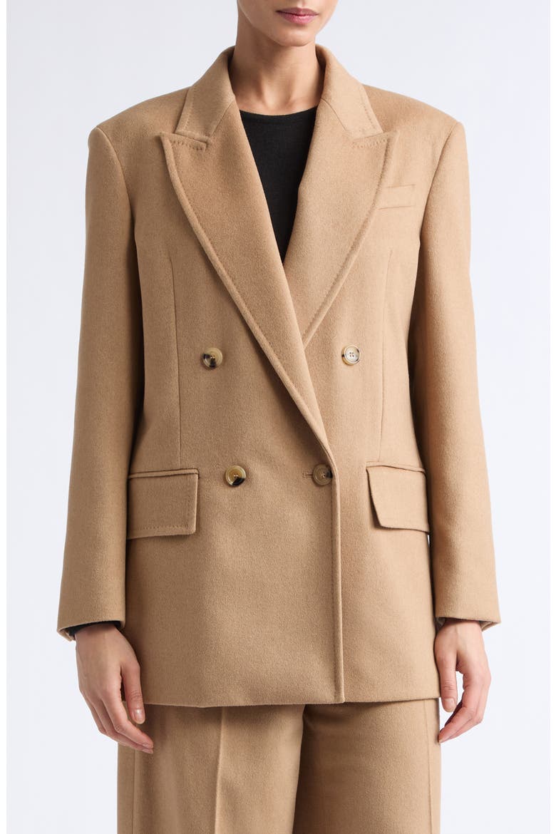 Olimpia Double Breasted Wool Blazer, Main, color, CAMEL