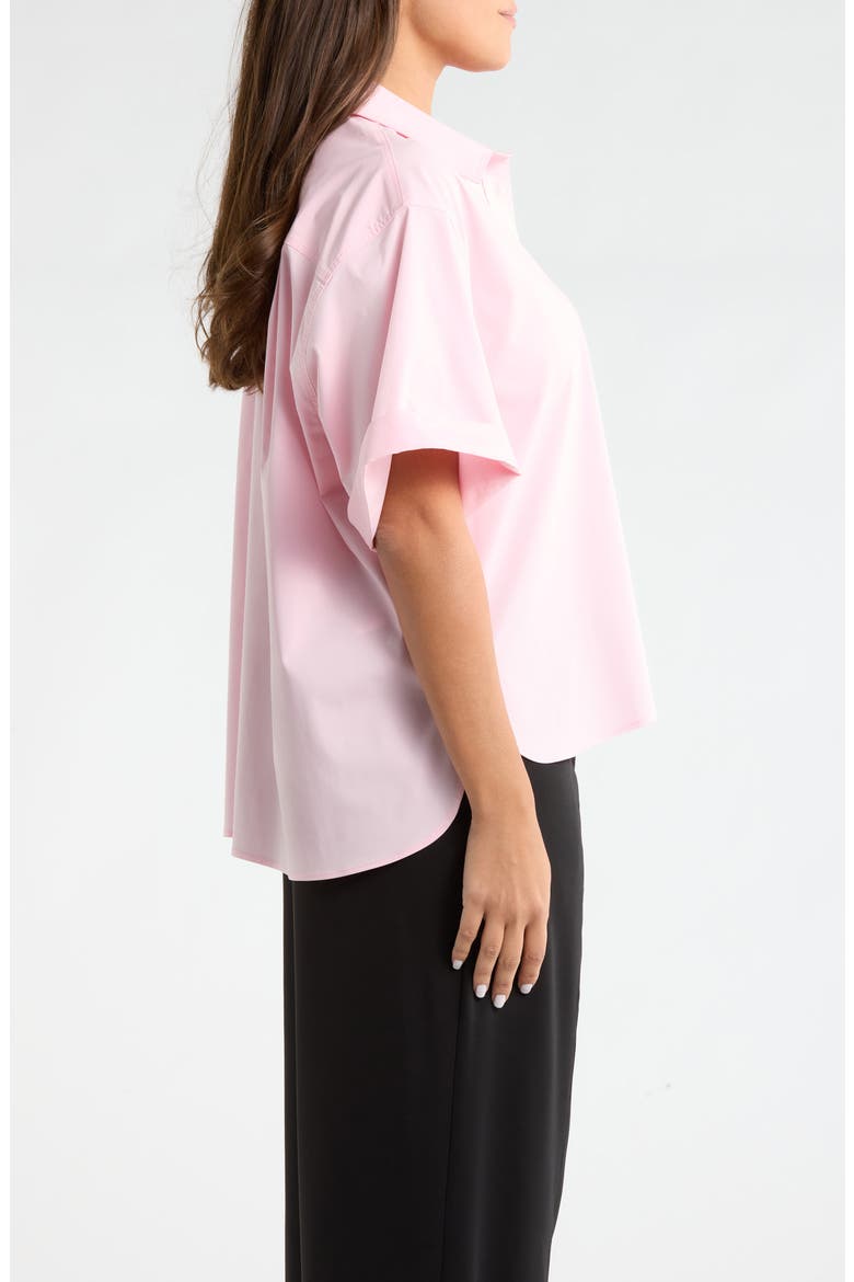 Corinna Oversize Short Sleeve Crop Button-Up Shirt, Alternate, color, ROSE