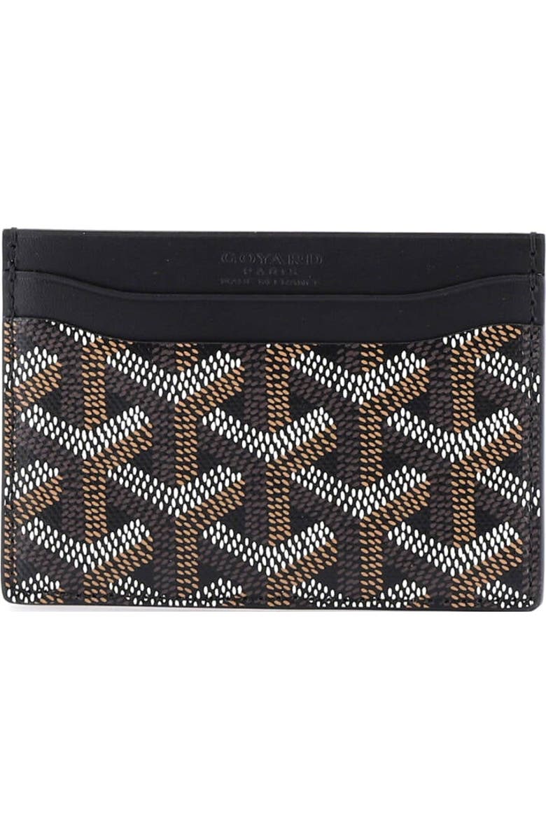 Pre-Owned Goyard Saint Sulpice Card Holder Coated Canvas, Main, color, Black