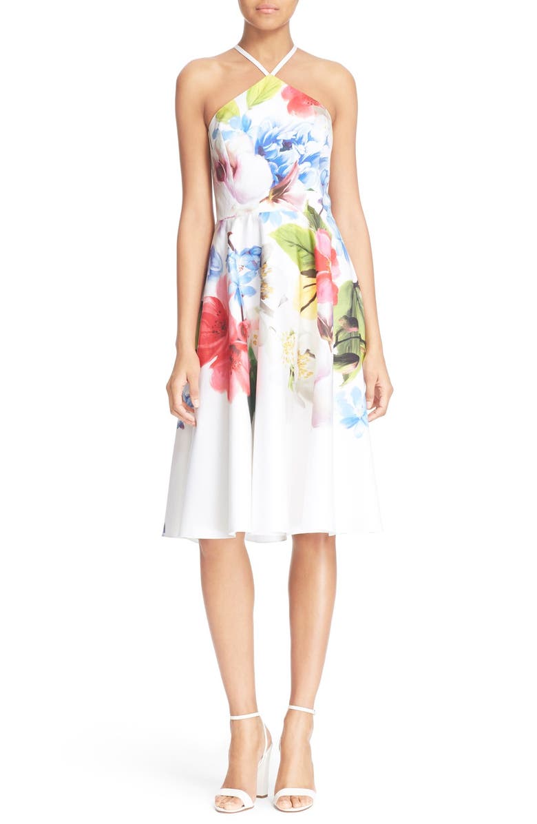Ted Baker London 'Corpina' Floral Print Fit & Flare Dress, Main, color, 