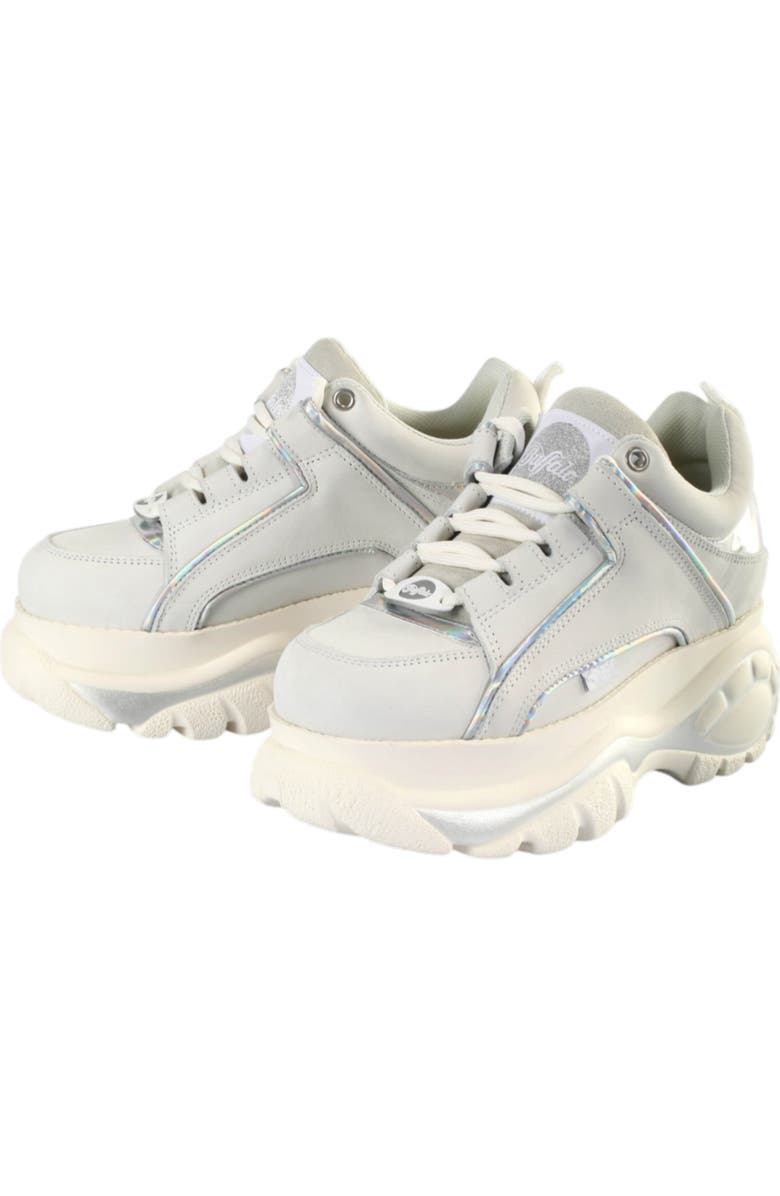 Buffalo Boots Classic Low Leather Sneaker, Alternate, color, Offwhite/Silver