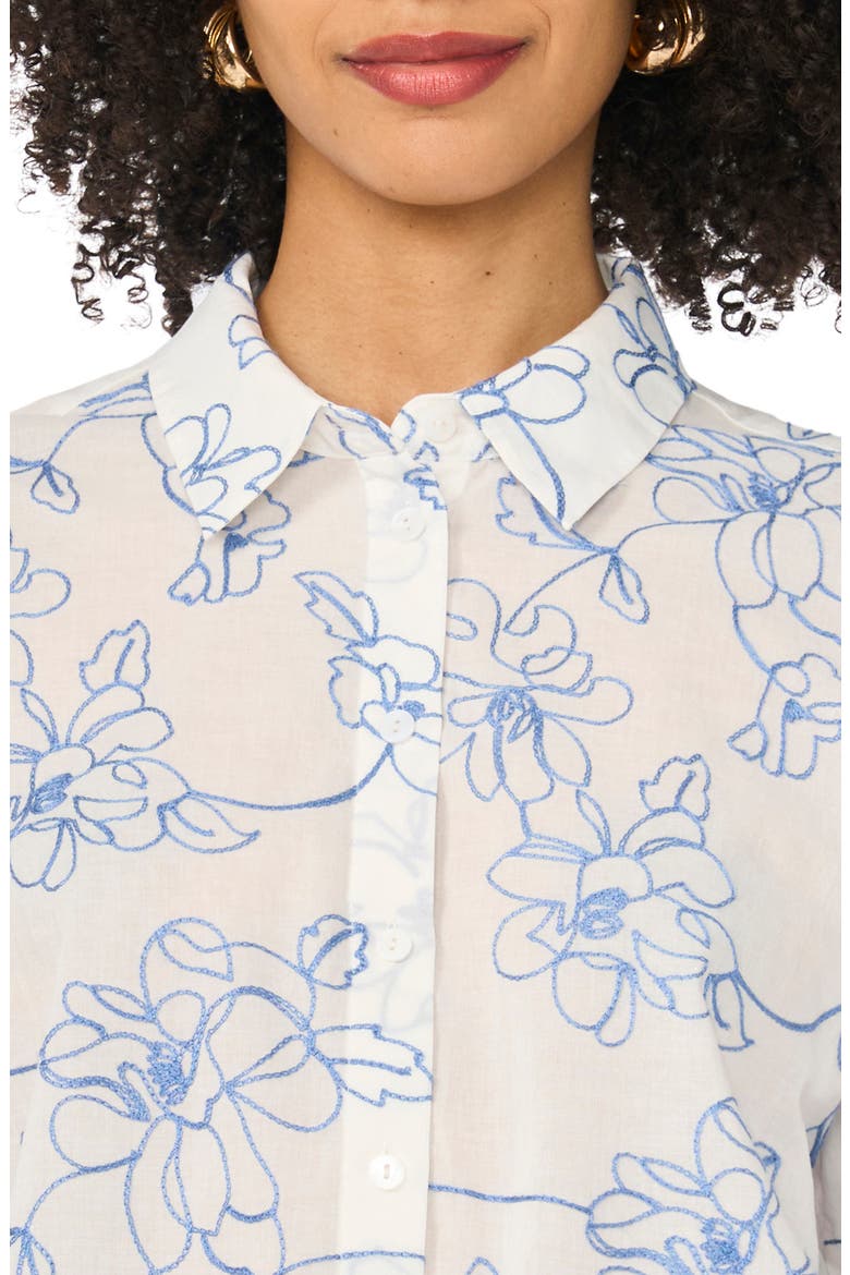 Floral Embroidered Cropped Shirt, Alternate, color, NEW IVORY
