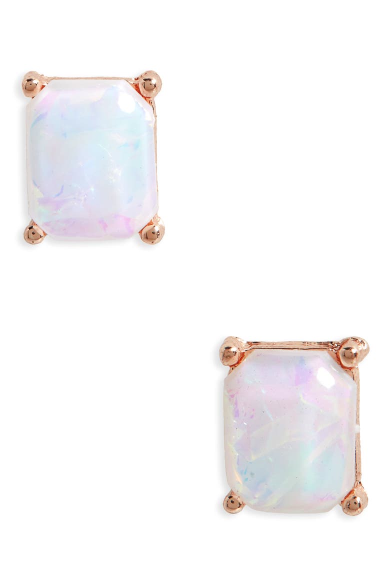 Faux Opal Stud Earrings, Main, color, GOLD/ OPAL