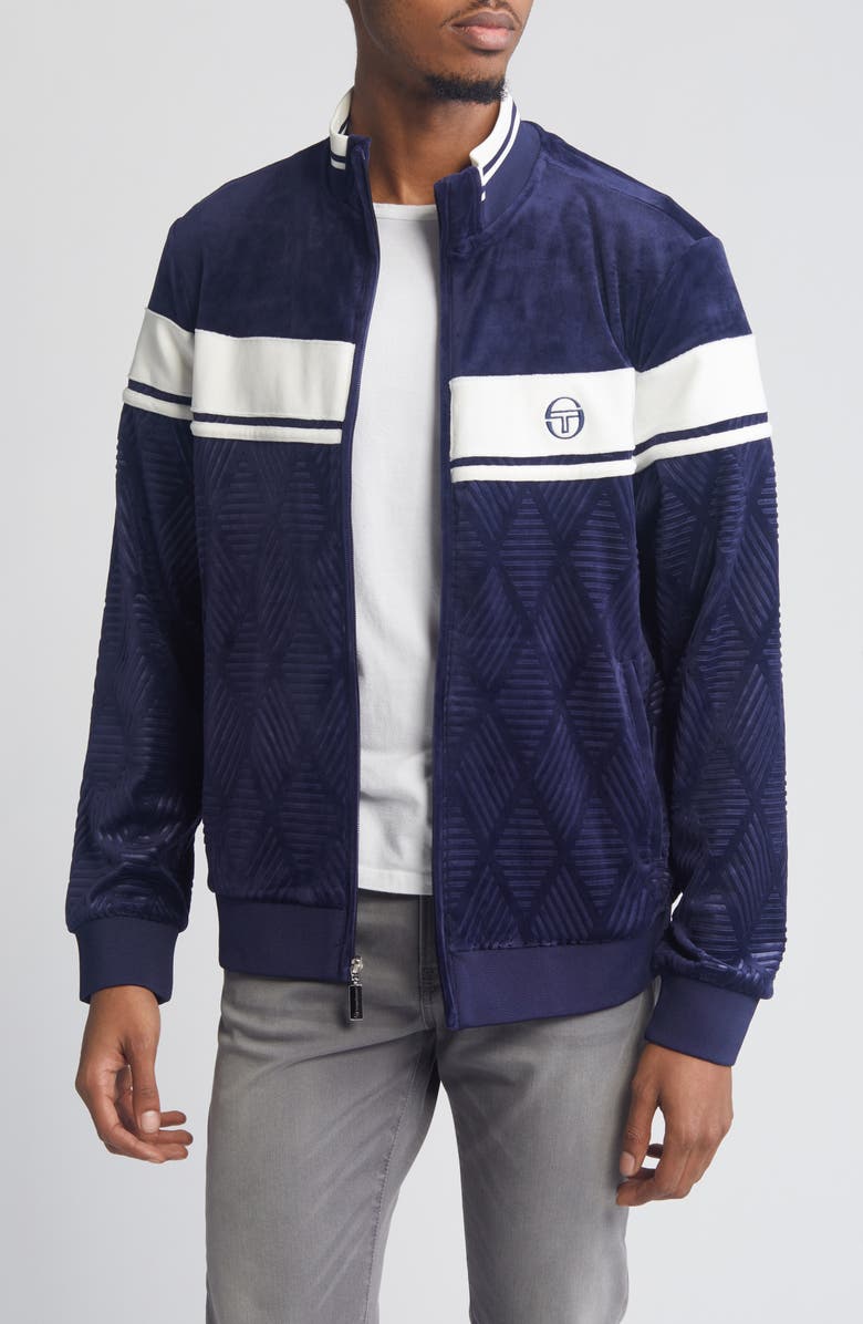 Sergio Tacchini Damarindo Debossed Velour Track Jacket, Main, color, 
