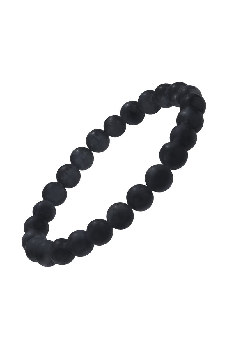 Jan Leslie 8mm Matte Black Onyx Beaded Stretch Bracelet, Alternate, color, Black