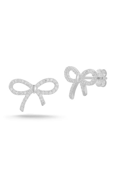 Cubic Zirconia Bow Stud Earrings