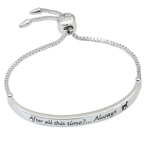 Snape's Silver Plated Love Always Bar Lariat Bracelet, 8.5"
