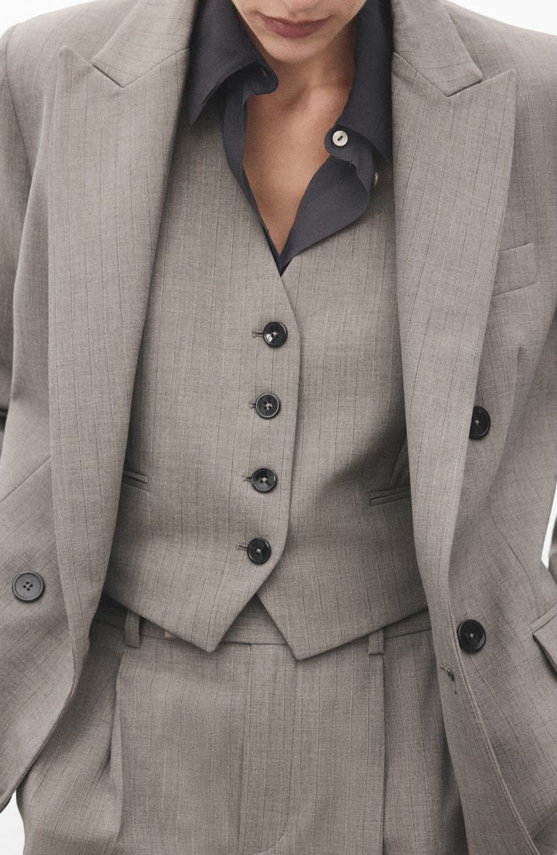 MANGO Pinstripe Vest, Alternate, color, Grey