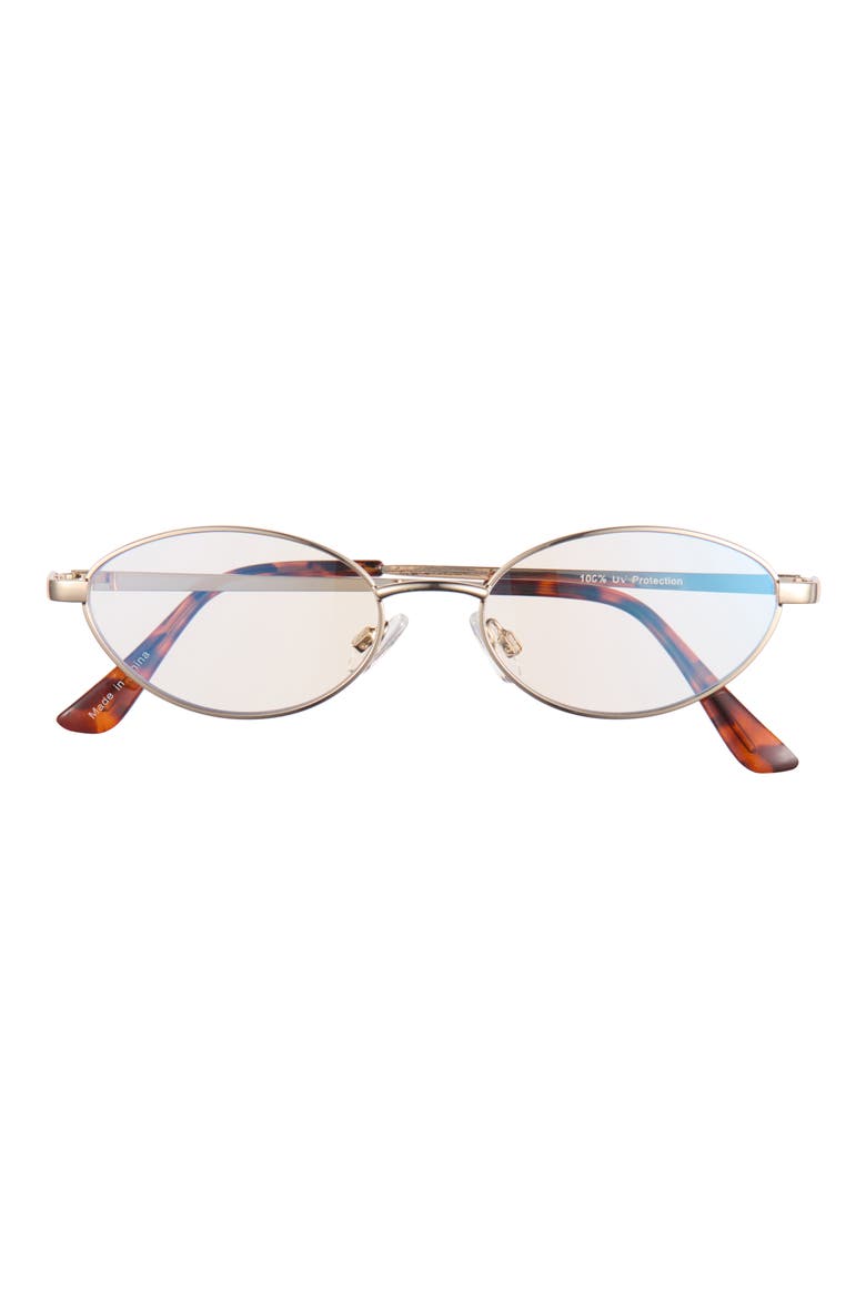 Oval Blue Light Blocking Glasses, Main, color, GOLD