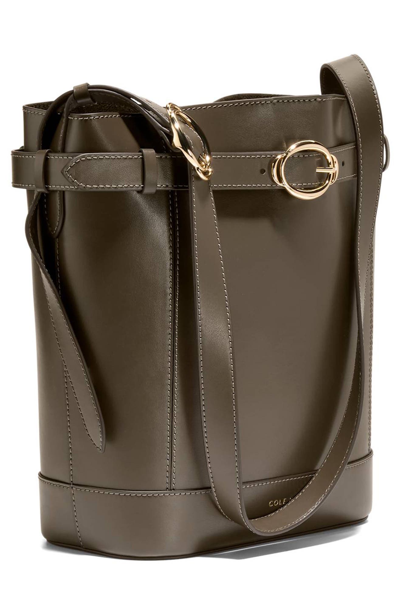 Alexandria Leather Bucket Bag, Alternate, color, DEEP OLIVE