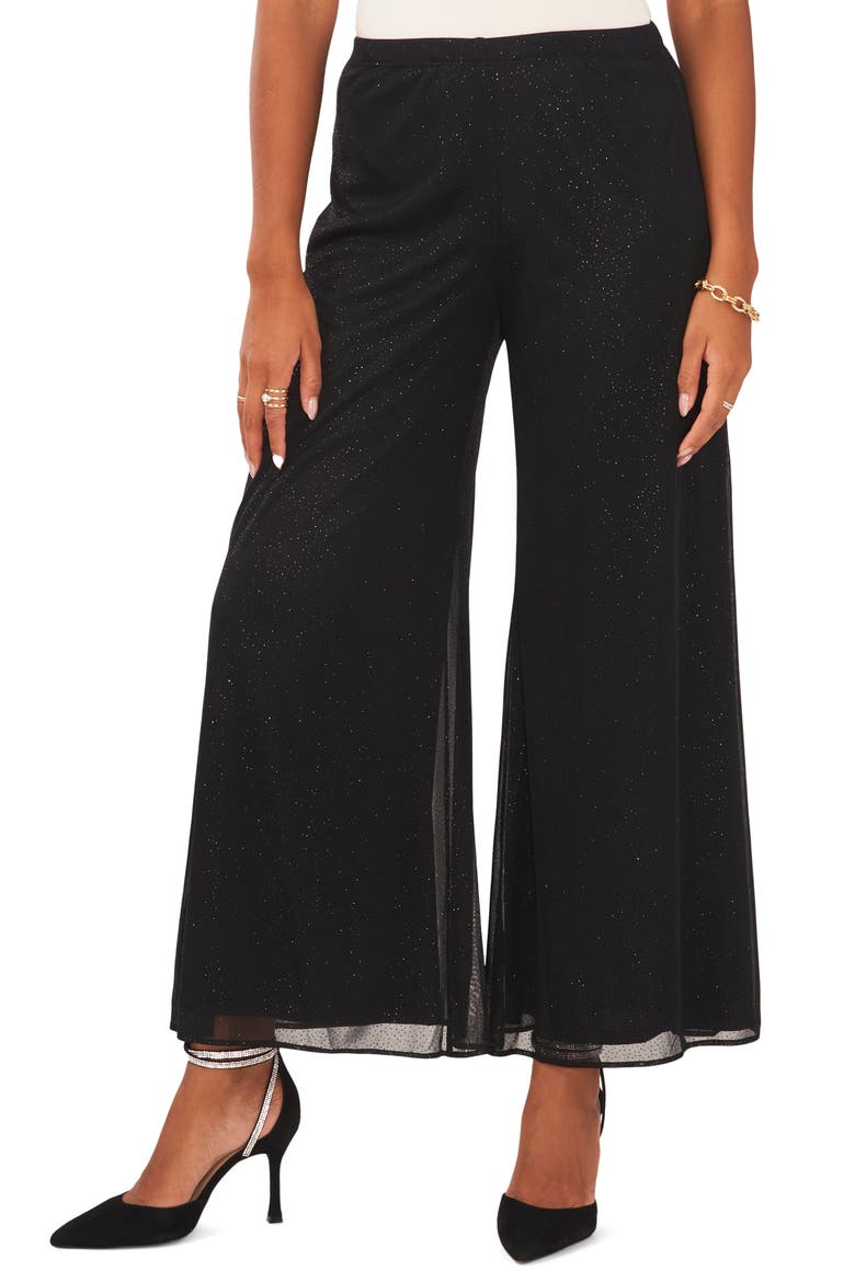 Mesh Palazzo Pants, Main, color, BLACK