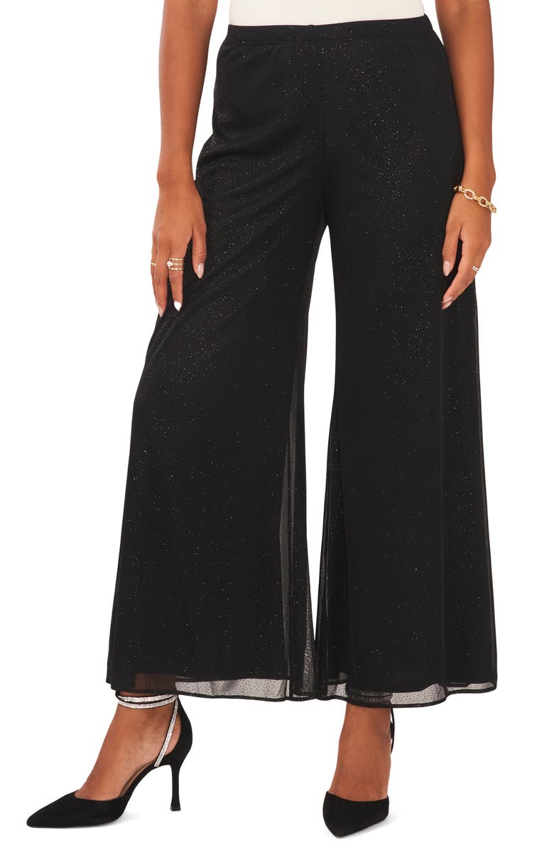 Chaus Mesh Palazzo Pants, Main, color, Black