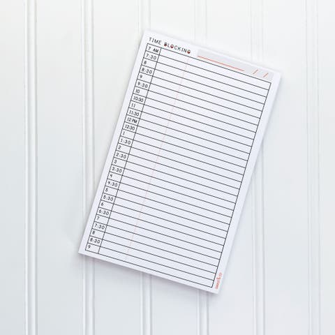 Time Blocking 5" x 8" Notepad for Scheduling (50 Heavyweight Tear-Off Sheets)