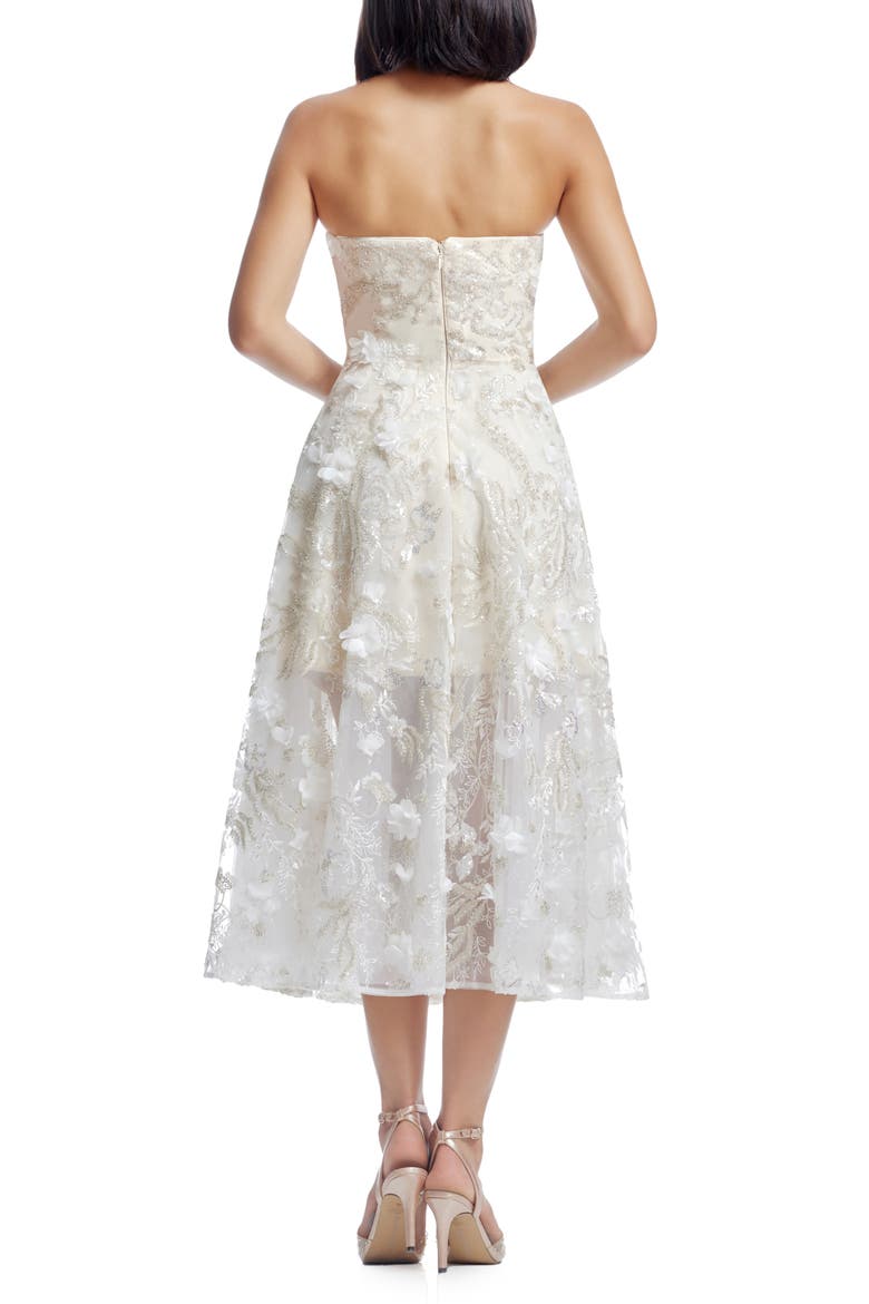 Kailyn Sequin Floral Appliqué Strapless Cocktail Dress, Alternate, color, OFF WHITE MULTI