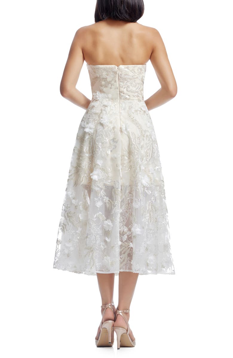 Dress the Population Kailyn Sequin Floral Appliqué Strapless Cocktail Dress, Alternate, color, Off White Multi